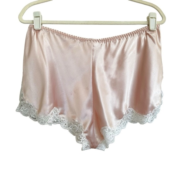 VICTORIA’S SECRET Vintage Y2K Satin Tap Shorts Blush Pink with Lace Trim Medium - Picture 6 of 13